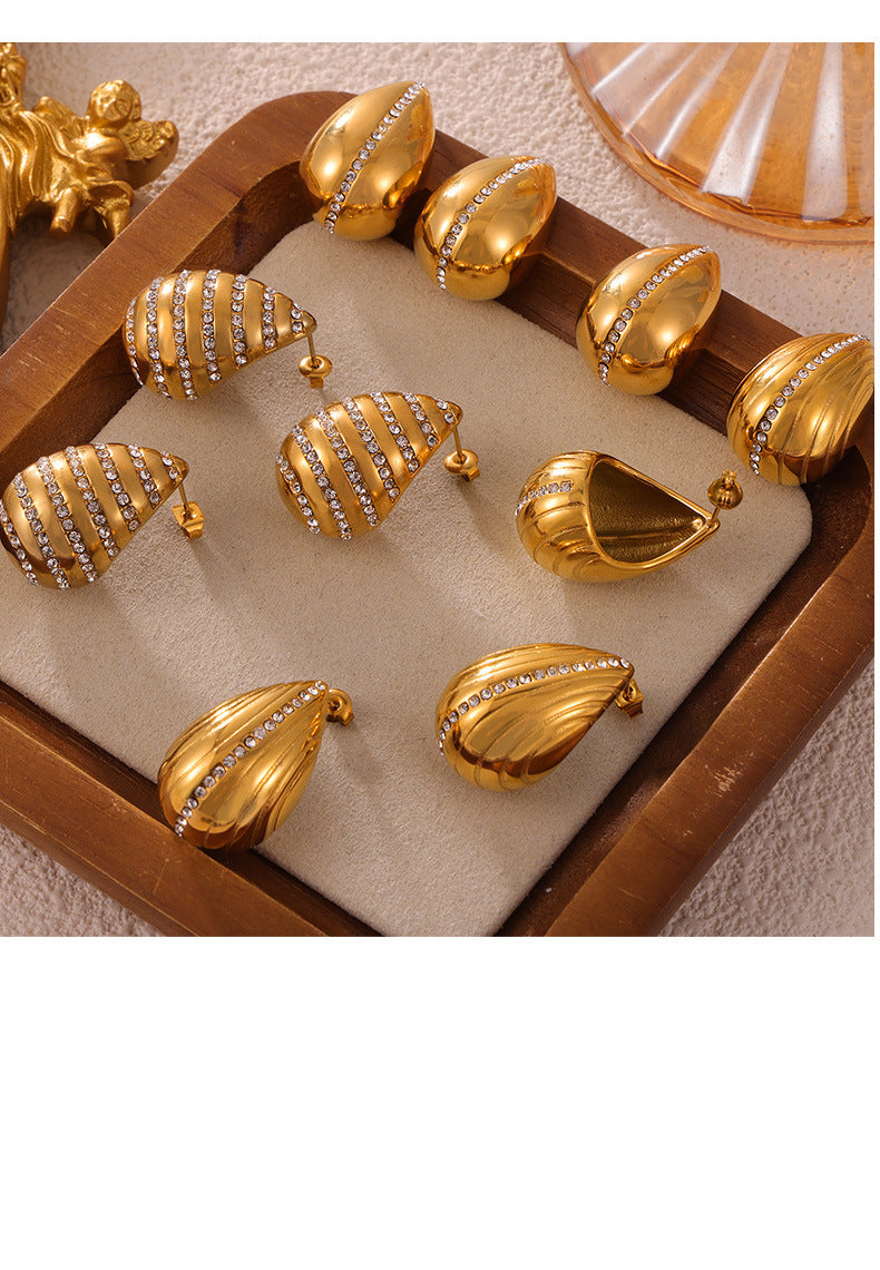 Waterdrop Glass Stone Stainless Steel Stud Earrings – Modern Elegant Hypoallergenic Fashion Earrings