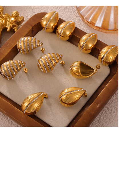 Waterdrop Glass Stone Stainless Steel Stud Earrings – Modern Elegant Hypoallergenic Fashion Earrings