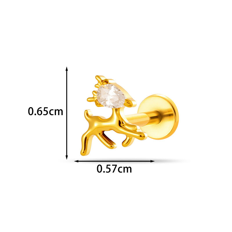 Implant Grade G23 ASTM F136 Titanium Micro CZ Flat Back Cartilage Stud | Internal Thread 16G Helix Tragus Earring