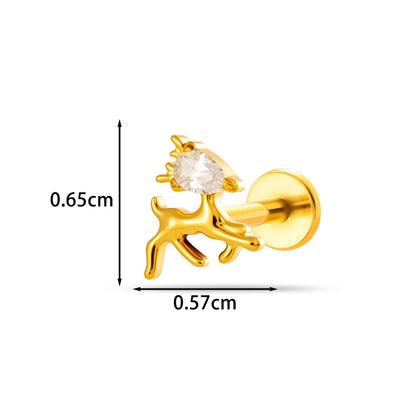 Implant Grade G23 ASTM F136 Titanium Micro CZ Flat Back Cartilage Stud | Internal Thread 16G Helix Tragus Earring