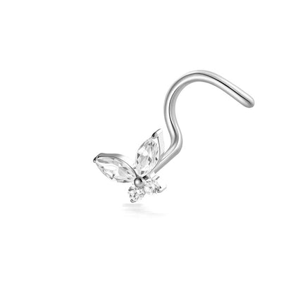 Implant Grade ASTM F136 Titanium Star Lightning Nose Stud S-Bend CZ Nose Stud Nostril Piercing Jewelry Hypoallergenic
