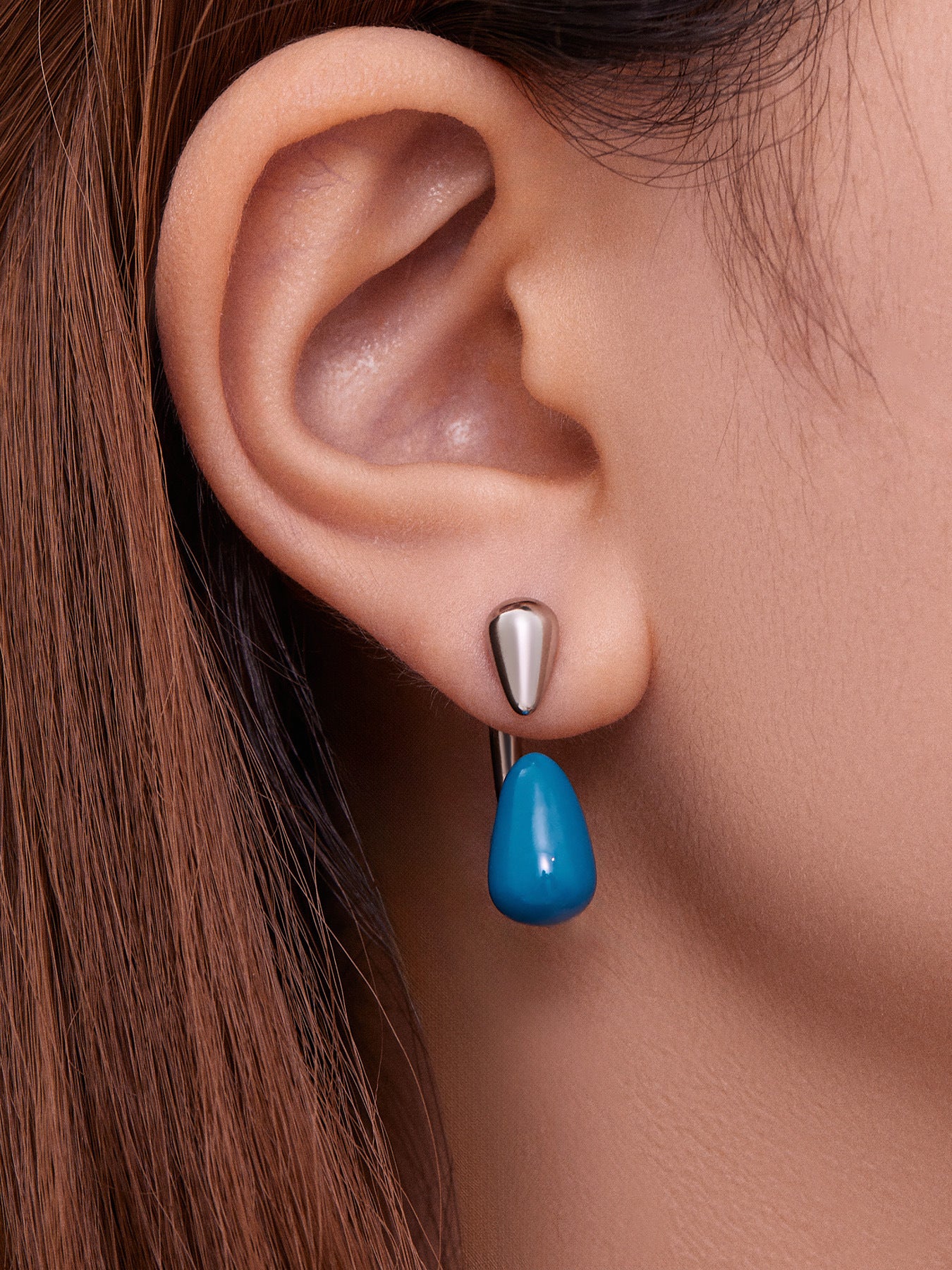 Stainless Steel Enamel Water Drop Earrings – Multicolor Teardrop Studs | Trendy Statement Earrings | WANTI Jewelry