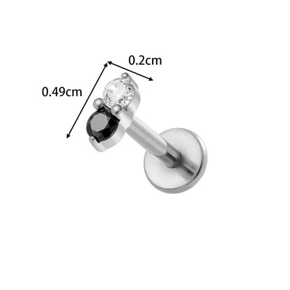 Implant Grade ASTM F136 Titanium Threadless Push Pin Zircon Geometric Flat Back Stud | Cartilage Helix Tragus Lip Piercing Jewelry