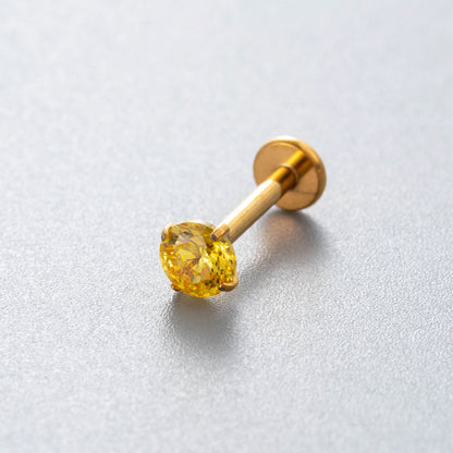 Minimalist Titanium Cartilage Barbell with Zircon – Hypoallergenic Piercing Jewelry