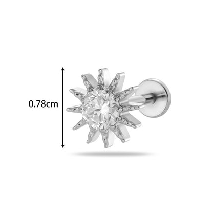 G23/F136 Titanium Heart & Snake Design Internally Threaded Lip Labret Studs | Zircon Piercing Jewelry for Cartilage, Helix, Tragus, and Lip