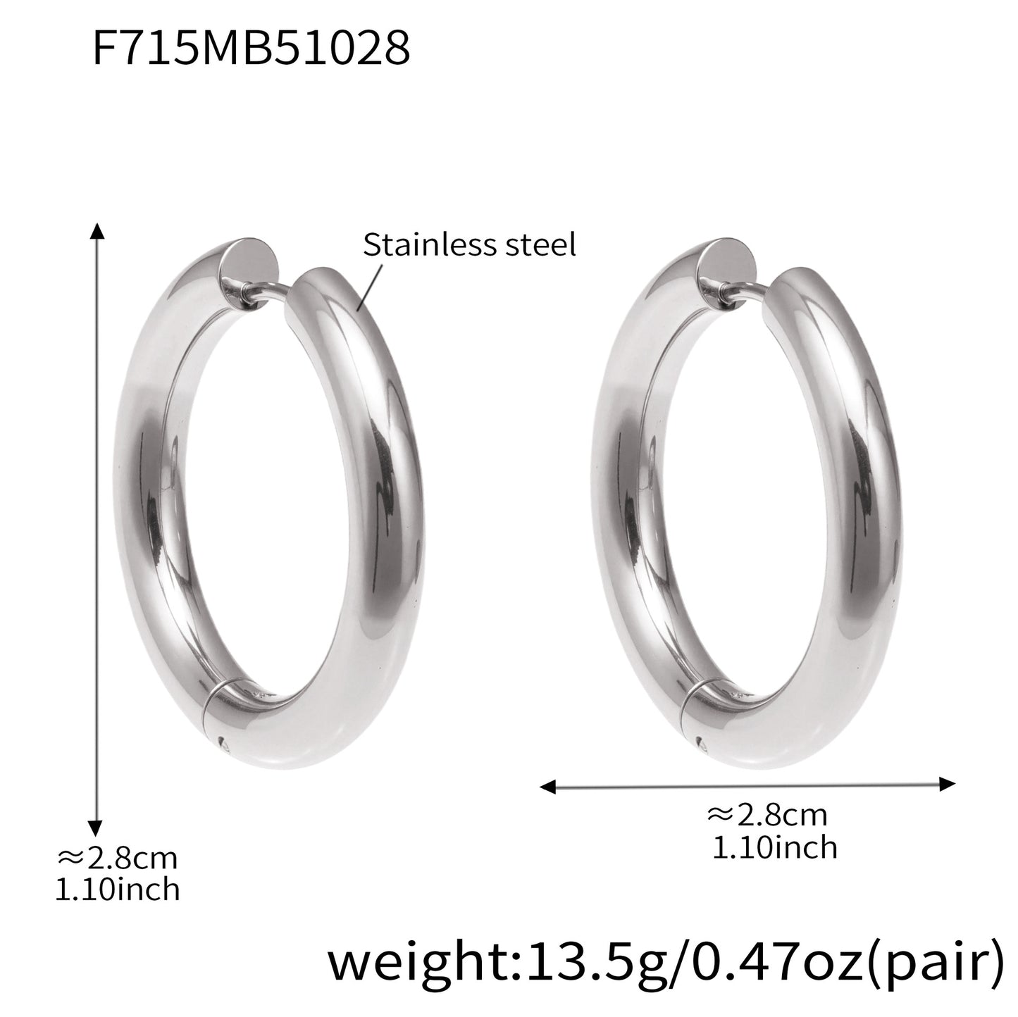 Statement Stainless Steel Hoop Earrings – Bold Geometric Circle Earrings, Modern Minimalist Jewelry for Women