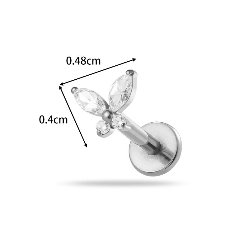 Implant Grade ASTM F136 Titanium Threadless Push Pin Zircon Flat Back Stud | Minimal Helix Cartilage Tragus Lip Piercing Jewelry