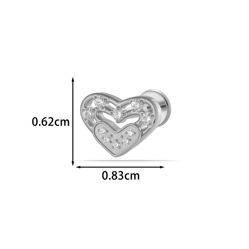 G23/F136 Titanium CZ Heart Flower Carousel Internal Thread Lip & Cartilage Stud | 10 Styles