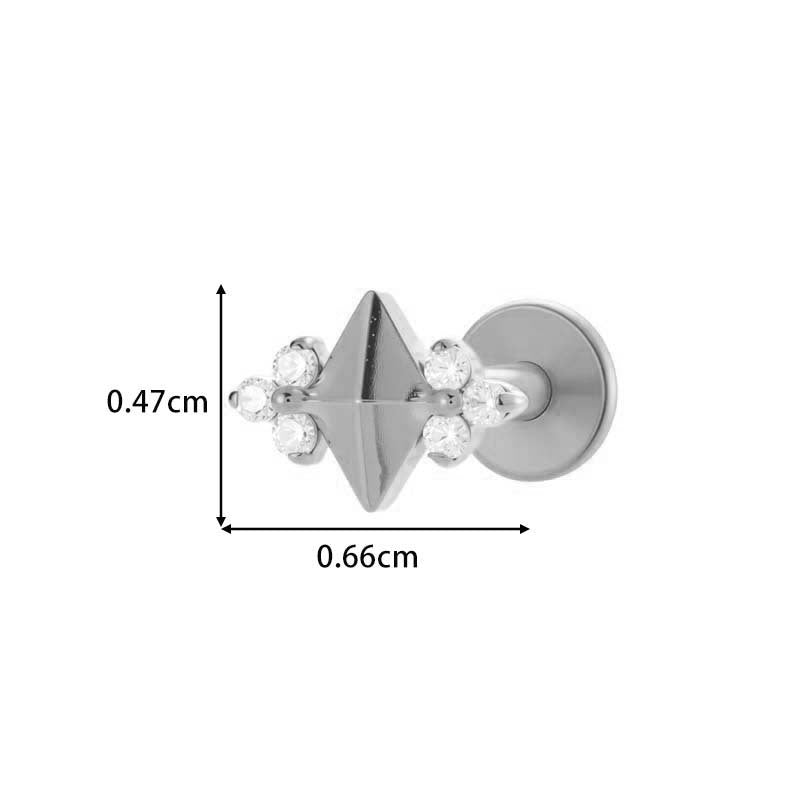 Titanium Screw‑In Flat‑Back Stud with Zircon – Hypoallergenic Piercing Jewelry