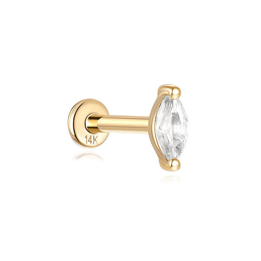 14K Solid Gold Geometric Stud Earrings – Minimalist, Hypoallergenic, Everyday Essential