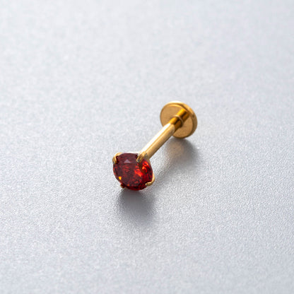 Minimalist Titanium Cartilage Barbell with Zircon – Hypoallergenic Piercing Jewelry