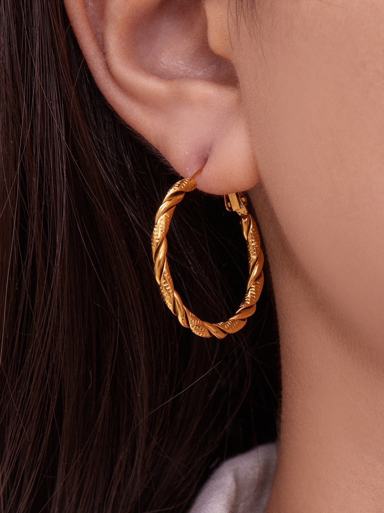 Twisted Multi-Strand Stainless Steel Hoop Earrings – Modern Geometric Fashion Jewelry Set