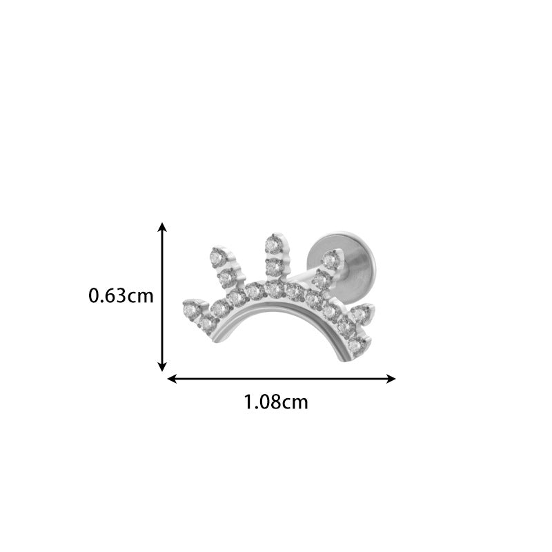 F136 Titanium Internally Threaded CZ Cartilage Stud Earrings – Flat Back Piercing Jewelry