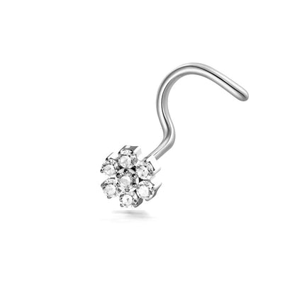 Implant Grade ASTM F136 Titanium Star Lightning Nose Stud S-Bend CZ Nose Stud Nostril Piercing Jewelry Hypoallergenic