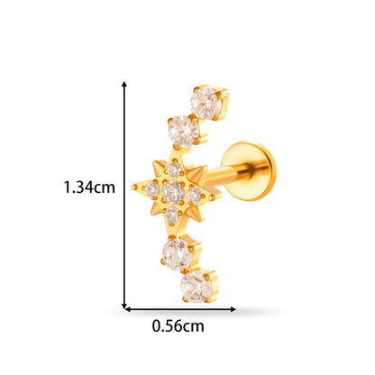 G23/F136 Titanium Zircon Piercing Studs | Internally Threaded Lip Labret & Cartilage Jewelry for Sensitive Skin