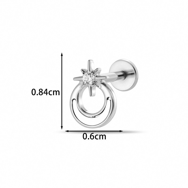 Implant Grade G23 ASTM F136 Titanium CZ Labret Stud | Internal Thread 16G Flat Back Lip & Cartilage Earring
