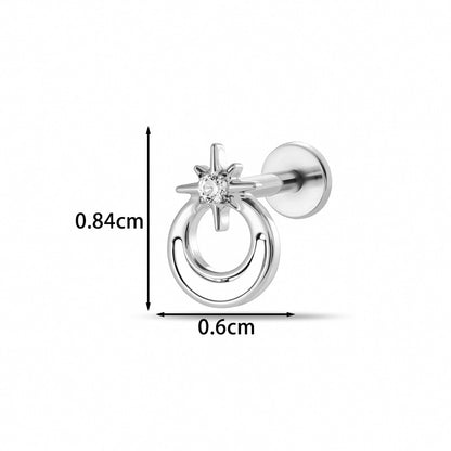 Implant Grade G23 ASTM F136 Titanium CZ Labret Stud | Internal Thread 16G Flat Back Lip & Cartilage Earring