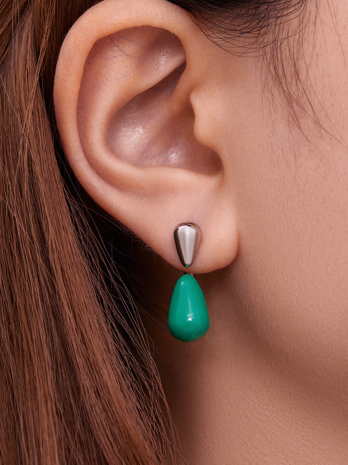 Stainless Steel Enamel Water Drop Earrings – Multicolor Teardrop Studs | Trendy Statement Earrings | WANTI Jewelry