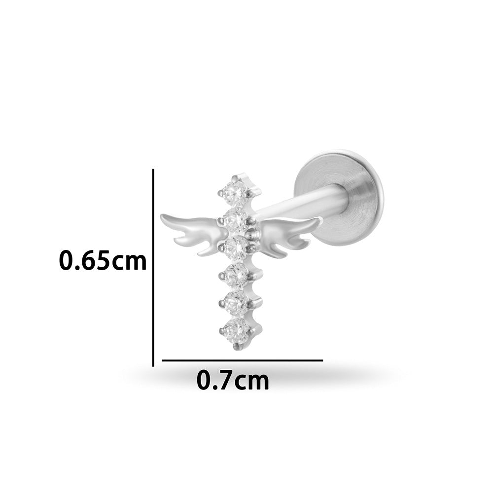 G23/F136 Titanium Internally Threaded CZ Flat-Back Cartilage Stud Earrings