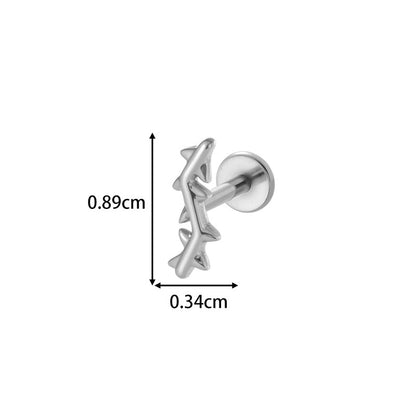 G23/F136 Titanium Internally Threaded Flat Back Lip Studs Cactus Star Flower Piercing Jewelry – Hypoallergenic Cartilage Earrings for Daily & Professional Use