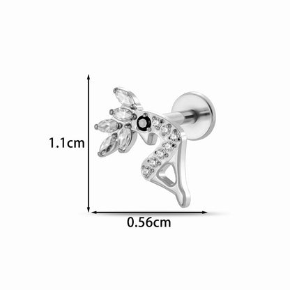 Implant Grade G23 ASTM F136 Titanium Micro CZ Flat Back Cartilage Stud | Internal Thread 16G Helix Tragus Earring