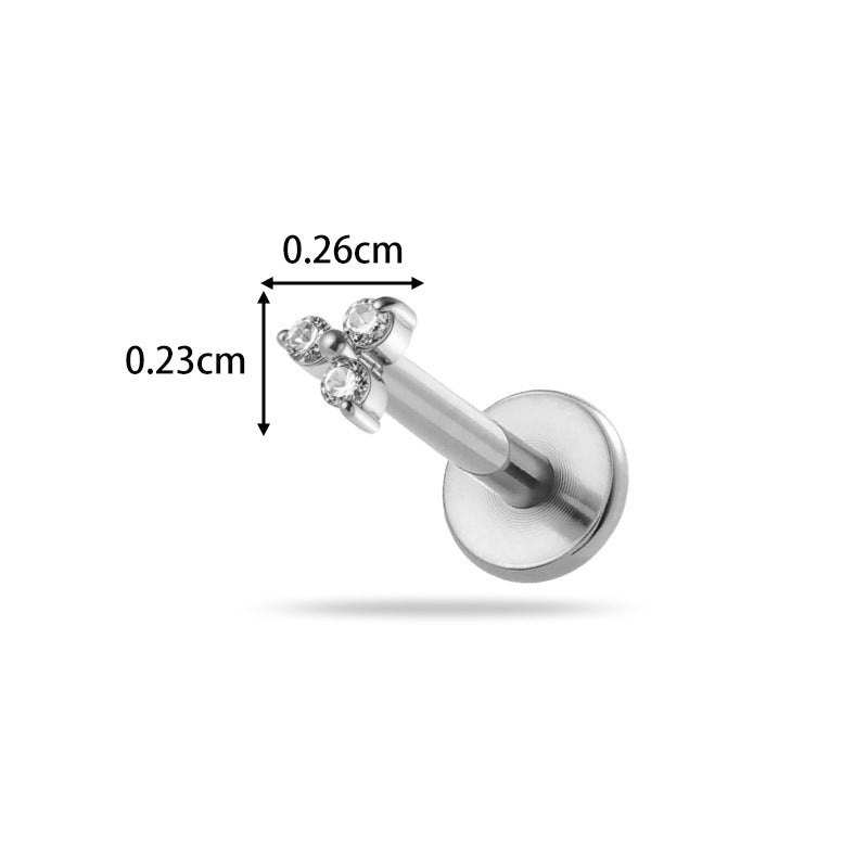 Implant Grade ASTM F136 Titanium Threadless Push Pin Zircon Flat Back Stud | Minimal Helix Cartilage Tragus Lip Piercing Jewelry