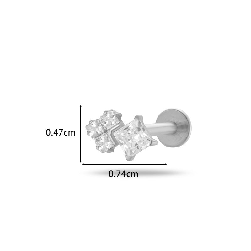 G23/F136 Titanium Flower Flat Back Labret Stud – 9 Designs | Hypoallergenic Cartilage Piercing Jewelry