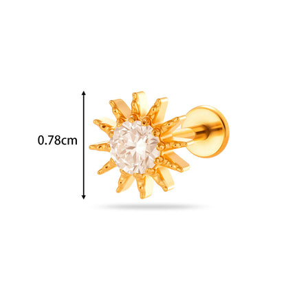 G23/F136 Titanium Heart & Snake Design Internally Threaded Lip Labret Studs | Zircon Piercing Jewelry for Cartilage, Helix, Tragus, and Lip