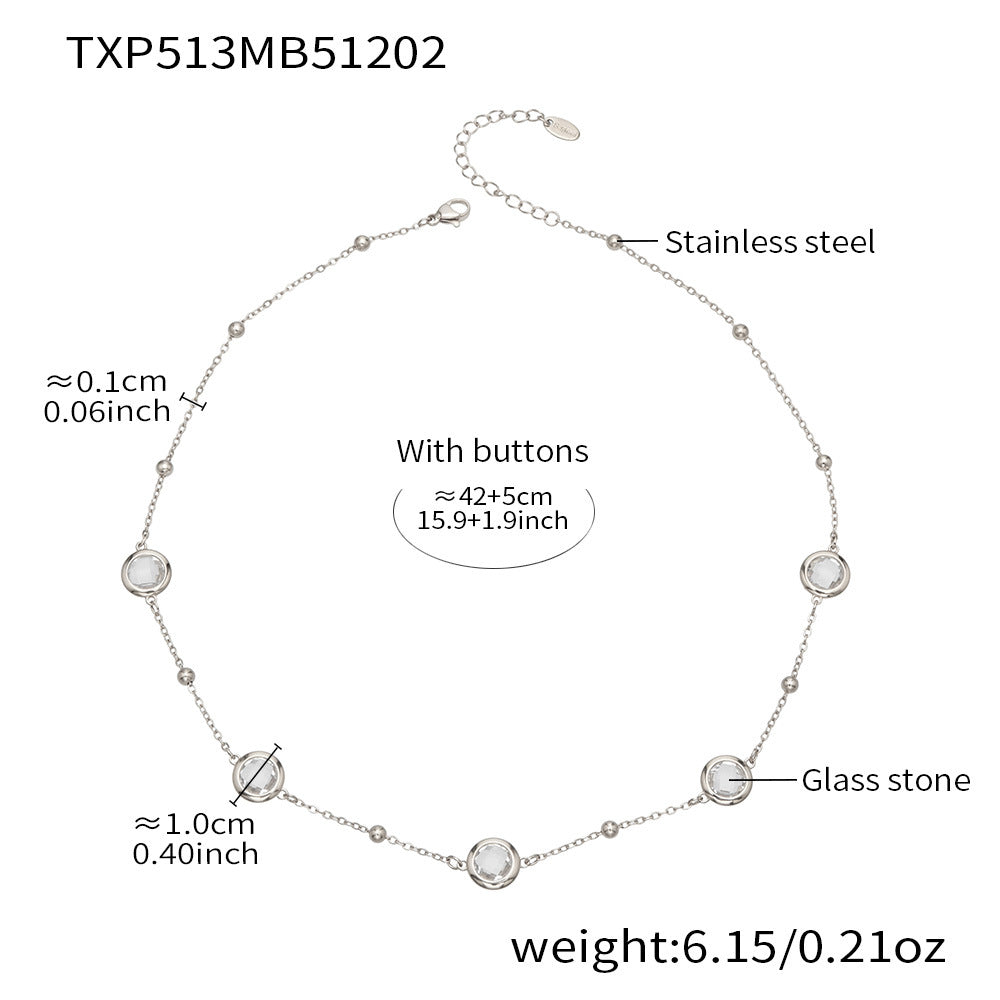 Candy Color Glass Stone Jewelry Set – Stainless Steel Necklaces, Bracelets & Earrings