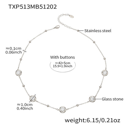 Candy Color Glass Stone Jewelry Set – Stainless Steel Necklaces, Bracelets & Earrings