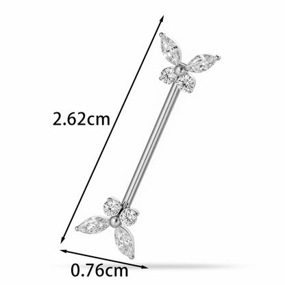 G23 Titanium Nipple Ring with CZ Gem | F136 Implant Grade Barbell Piercing Jewelry