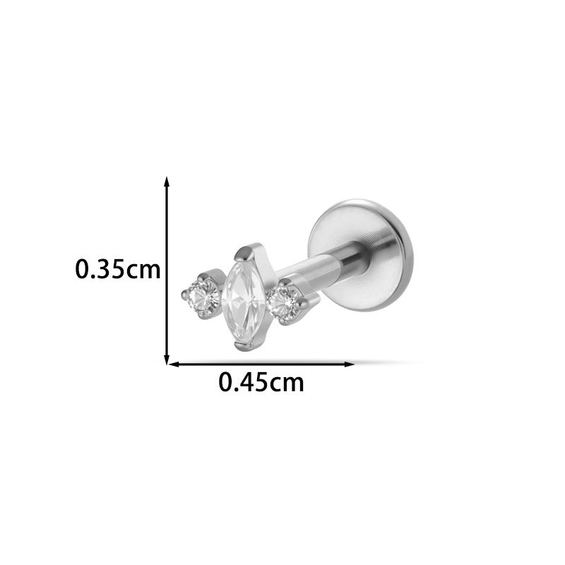 G23 F136 Titanium Geometric Flat Back Labret Stud – Internal Thread Cartilage & Lip Piercing