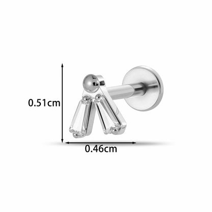 Implant Grade G23 ASTM F136 Titanium CZ Labret Stud | Internal Thread 16G Flat Back Lip & Cartilage Earring
