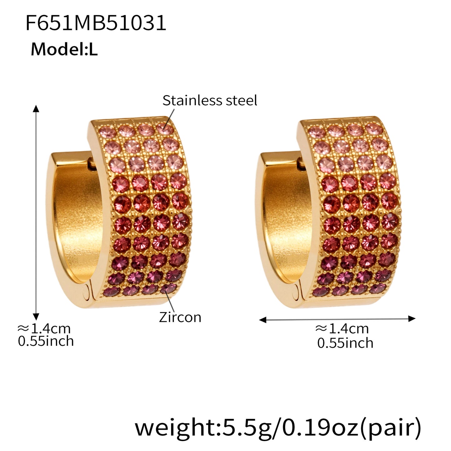 Stainless Steel Colorful Zircon Round Hoop Earrings Set – Modern Minimalist Retro Luxury Hoops