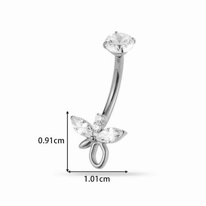 G23/F136 Titanium Flower CZ Internally Threaded Belly Button Ring – Stylish Navel Piercing Jewelry