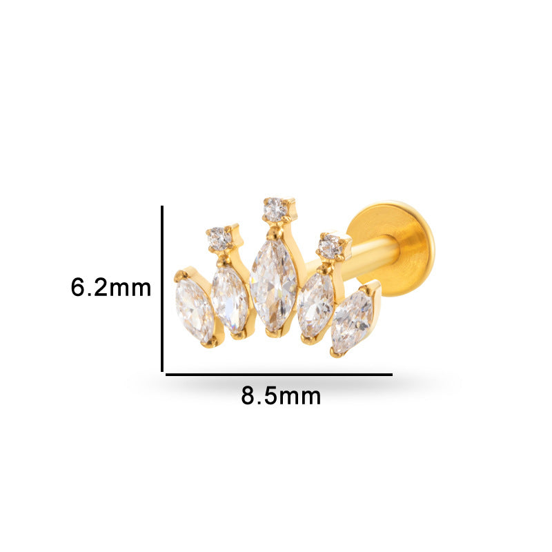 G23/F136 Titanium Internally Threaded Cartilage Stud – Luxury Lightweight Piercing Jewelry with CZ