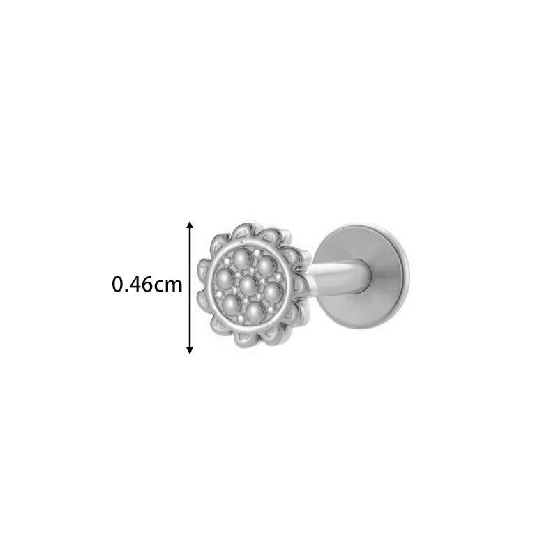Titanium Screw‑In Flat‑Back Stud with Zircon – Hypoallergenic Piercing Jewelry