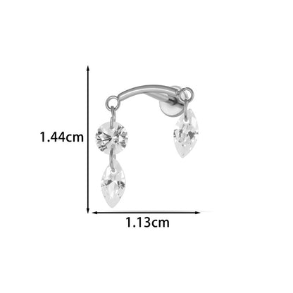 G23/F136 Titanium Internal Thread Lip & Cartilage Moon Stud