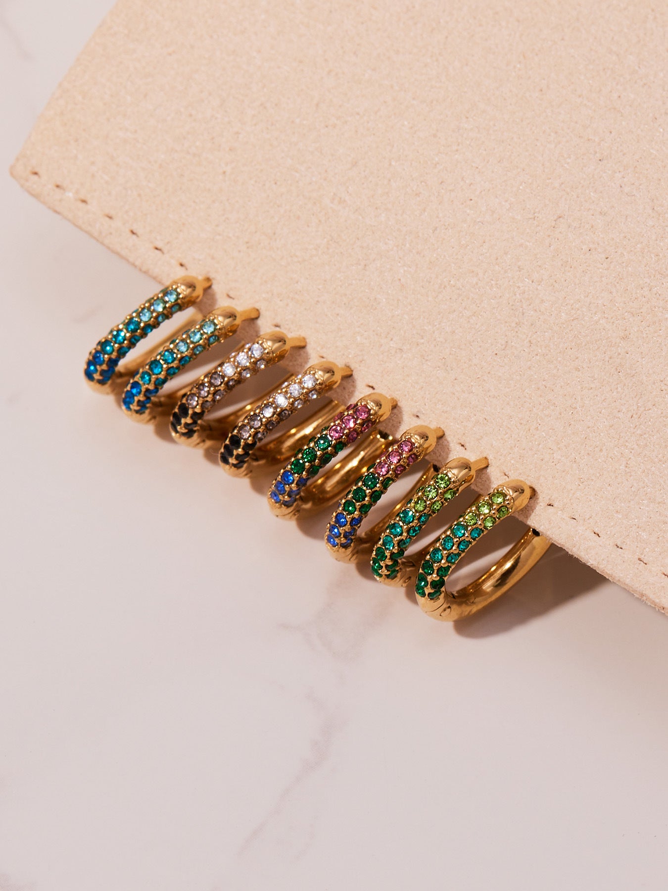 Luxury Minimalist Geometric Hoop Earrings with Micro Inlay Cubic Zirconia | Fashion Jewelry Set