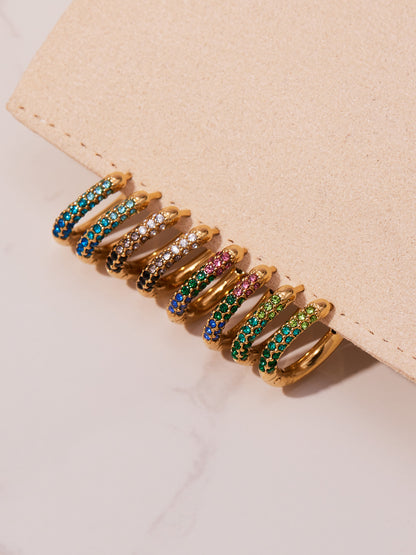 Luxury Minimalist Geometric Hoop Earrings with Micro Inlay Cubic Zirconia | Fashion Jewelry Set
