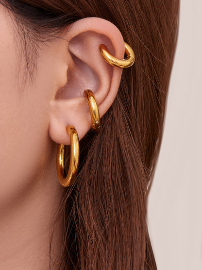Statement Stainless Steel Hoop Earrings – Bold Geometric Circle Earrings, Modern Minimalist Jewelry for Women