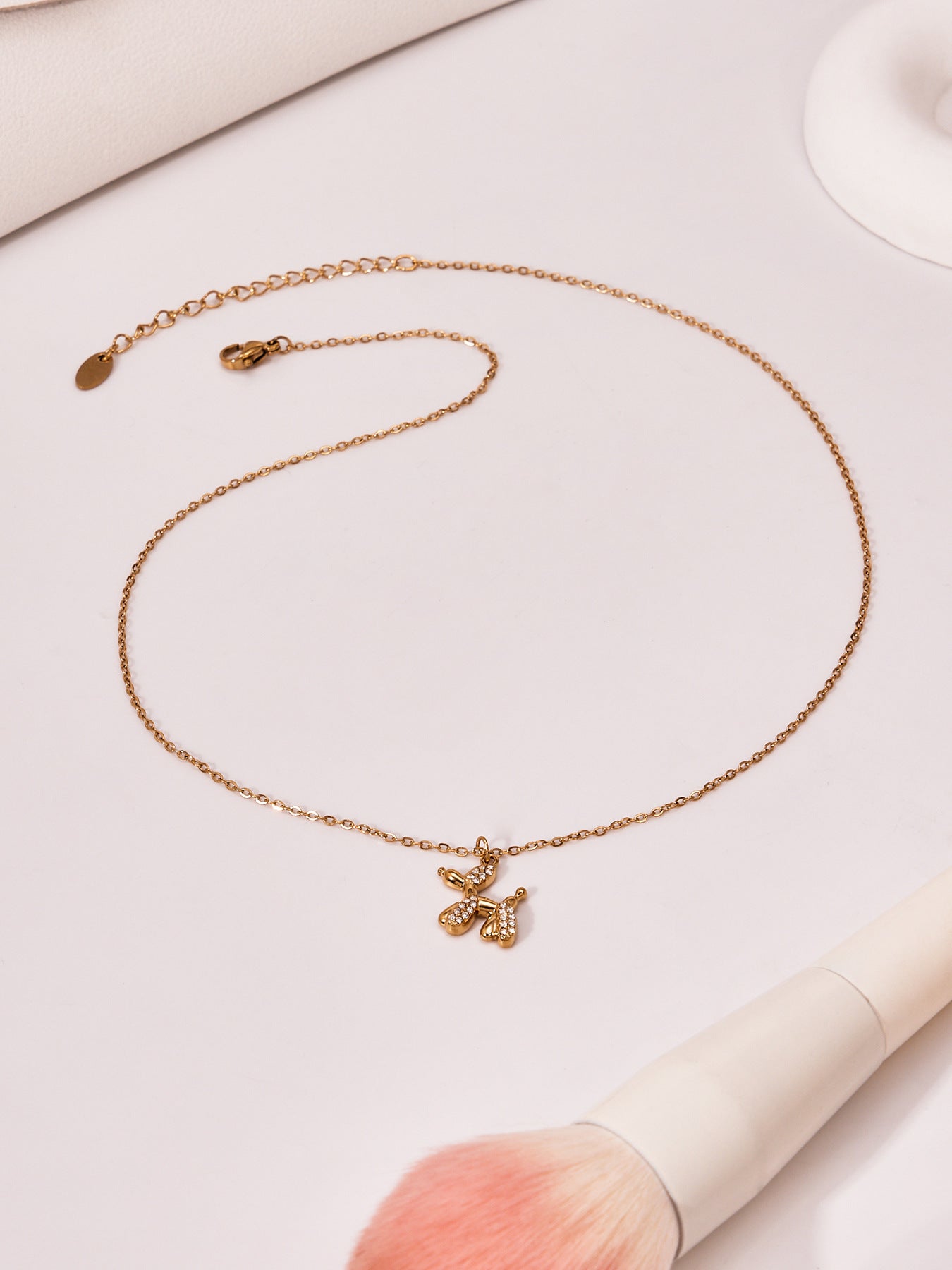 Cute Dog Zircon Jewelry Set – Stainless Steel Necklace Bracelet Earrings | Fashion Accessories Gift Set