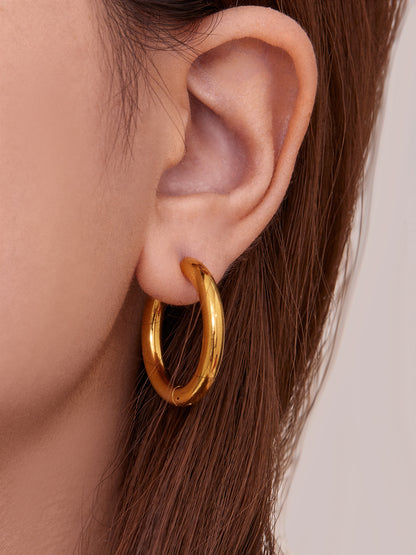 Statement Stainless Steel Hoop Earrings – Bold Geometric Circle Earrings, Modern Minimalist Jewelry for Women