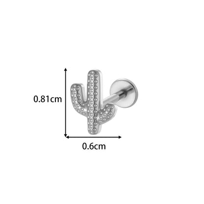 G23/F136 Titanium Internally Threaded Flat Back Lip Studs Cactus Star Flower Piercing Jewelry – Hypoallergenic Cartilage Earrings for Daily & Professional Use