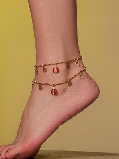 Ladybug Pendant Necklace & Earrings Bracelet Anklet Set – Stainless Steel Cute Lucky Beetle Jewelry