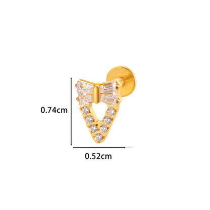 F136 Titanium Internally Threaded Zircon Labret Stud | High-End Flat Back Cartilage Piercing Jewelry