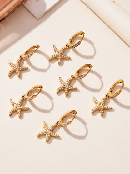 Ocean Starfish Jewelry Set – Stainless Steel Necklace, Bracelet, Earrings & Anklet | Beach Style Fashion Jewelry | Hypoallergenic Gift for Women
