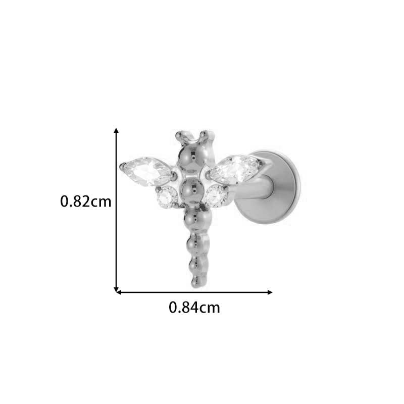 Titanium Screw‑In Flat‑Back Stud with Zircon – Hypoallergenic Piercing Jewelry