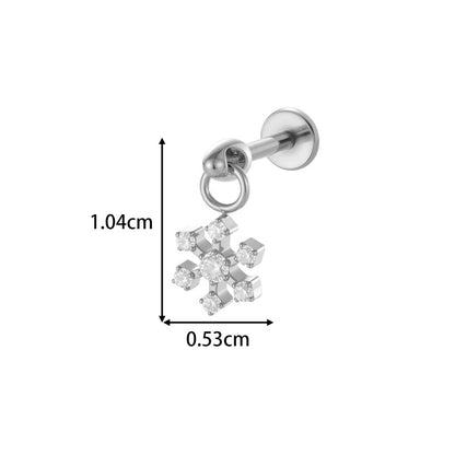 G23/F136 Titanium Internally Threaded Flat Back Lip Stud & Earring – Zircon Flower & Heart Dangle Piercing Jewelry for Women, Gold & Silver