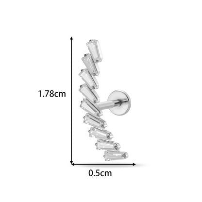 G23/F136 Titanium Zircon Piercing Studs | Internally Threaded Lip Labret & Cartilage Jewelry for Sensitive Skin